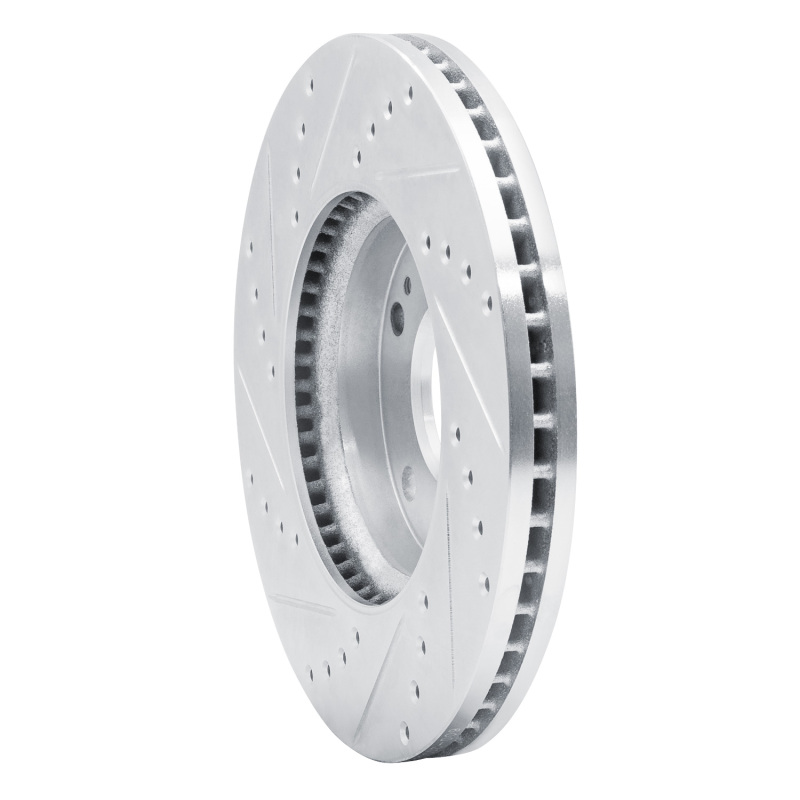 Kia Rondo Brake Rotor (1) - Front Right - R1 Concepts - Drilled & Slotted - Silver - `07-`10